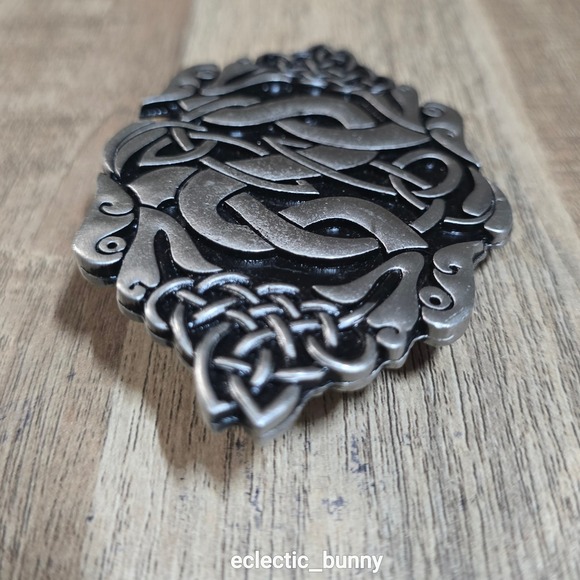 Mobtown Chicago 2002 Celtic Knot Belt Buckle Pewter Vintage Goth Biker Collect - Picture 11 of 16